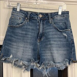 Risen Blue Frayed Hem Jean Shorts